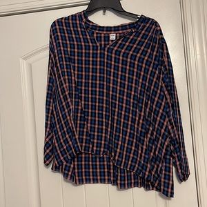 Old Navy Blue/Pink Flannel Blouse Size XL